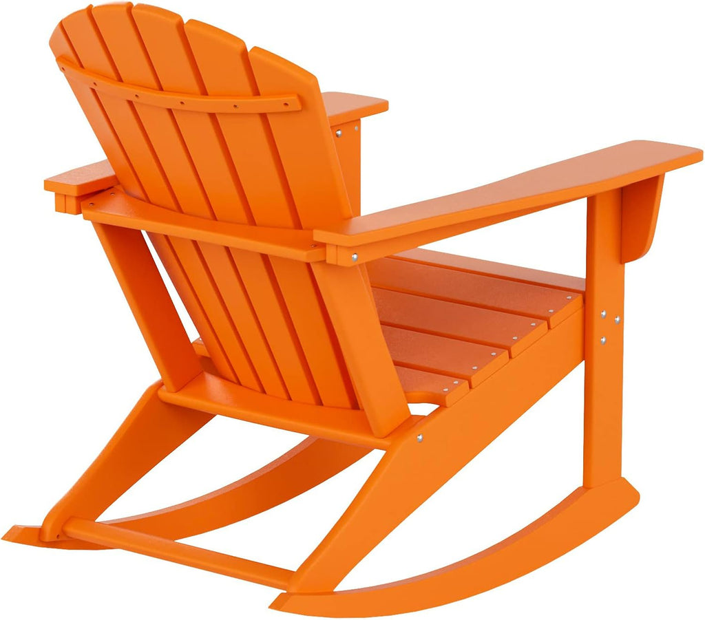 WestinTrends Dylan Outdoor Patio Poly Plastic Adirondack Rocking Chair, Orange