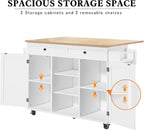 HLR Kitchen Island On Wheels, Rolling Kitchen Island Cart with Drop Leaf Countertop, Barn Door Kitchen Islands Table with Storage Cabinet and Tower Rack, Island Table for Kitchen