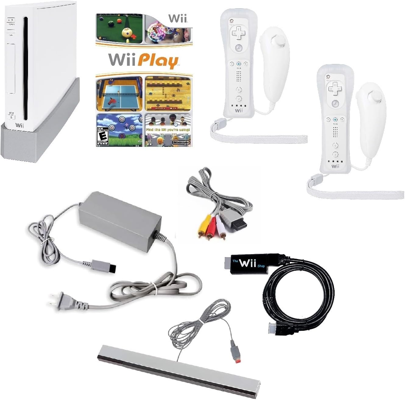 Wii Console Bundle (White) with Wii Play Game (2 Players) -Smart TV Ready (Renewed)