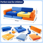 11Pcs Modular Kids Play Couch, Indoor Child Sectional Sofa for Toddlers over 1 year old, Kids Couch for Playroom Living Room, Convertible Foam Climbing Blocks Sofa for Boys and Girls, Stars and Moon