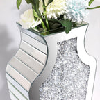 27" Tall Diamond Mirrored Floor Vase Silver Glass Decor for Flower No Water | Sparkling diamond mirror glass. Stunning floor accent for living room, entryway, or hallway. Ideal for modern home decor.