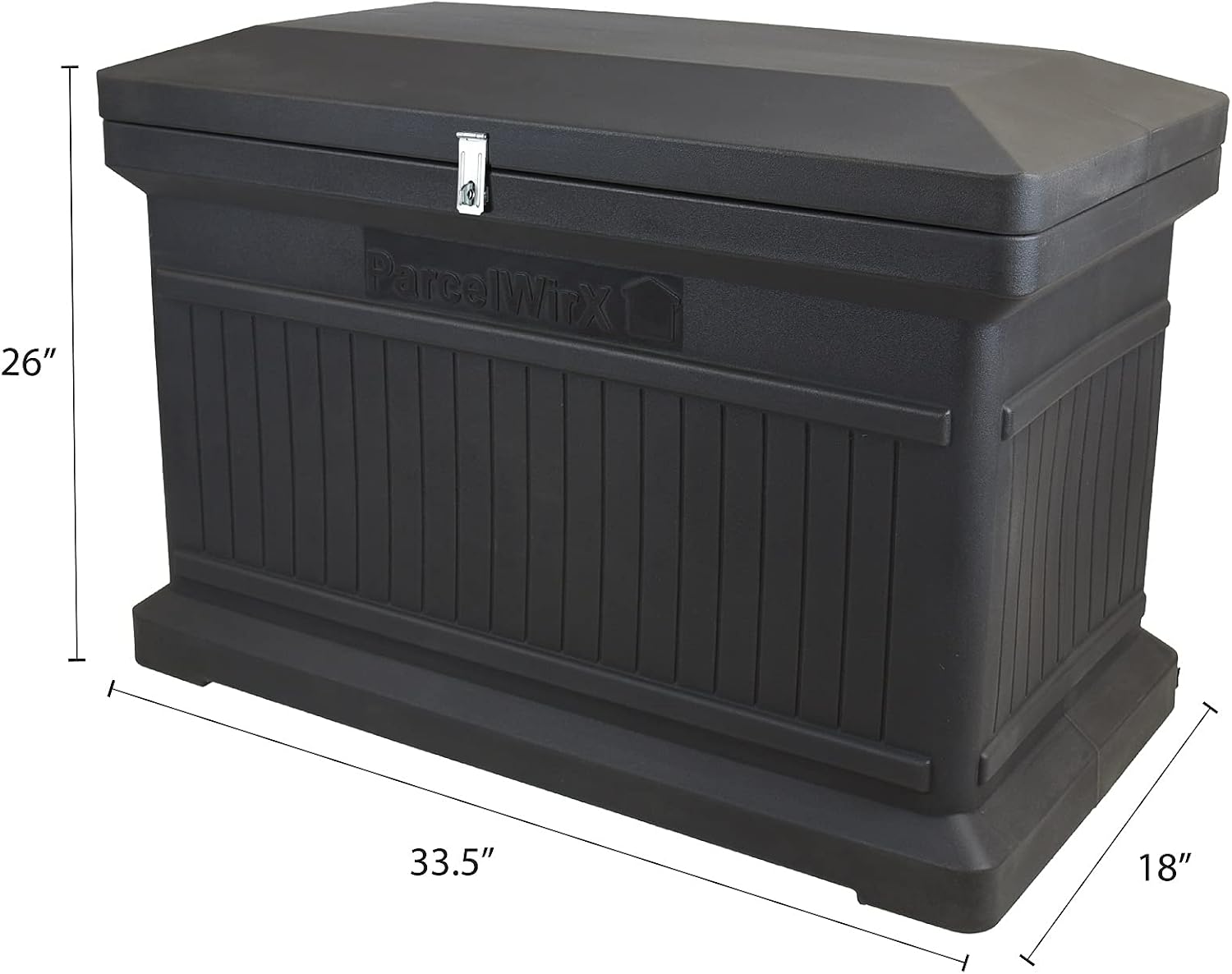 RTS Home Accents ParcelWirx Premium Horizontal Storage Cabinet/Lockable Package Delivery Box with Hinged Lid, Graphite