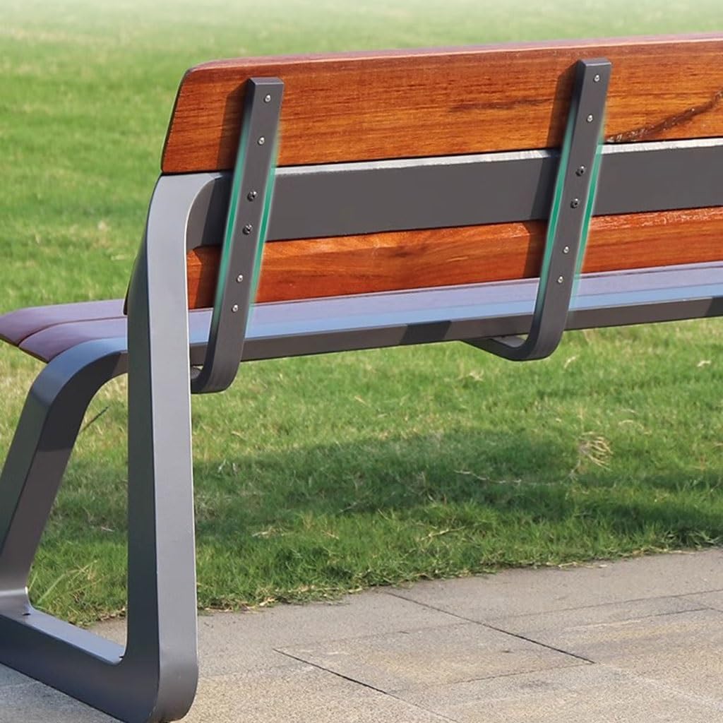 Outdoor Bench,Stainless Steel Seat Community Double Back Garden Square Chair Benches for Outdoors
