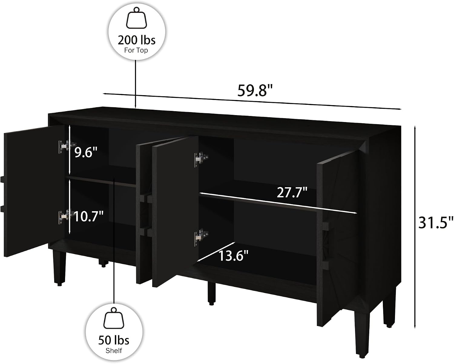 Farmhouse Storage Cabinet, Heavy-Duty TV Stand with Adjustable Shelves, Pantry Storage Cabinet,for Kitchen Home