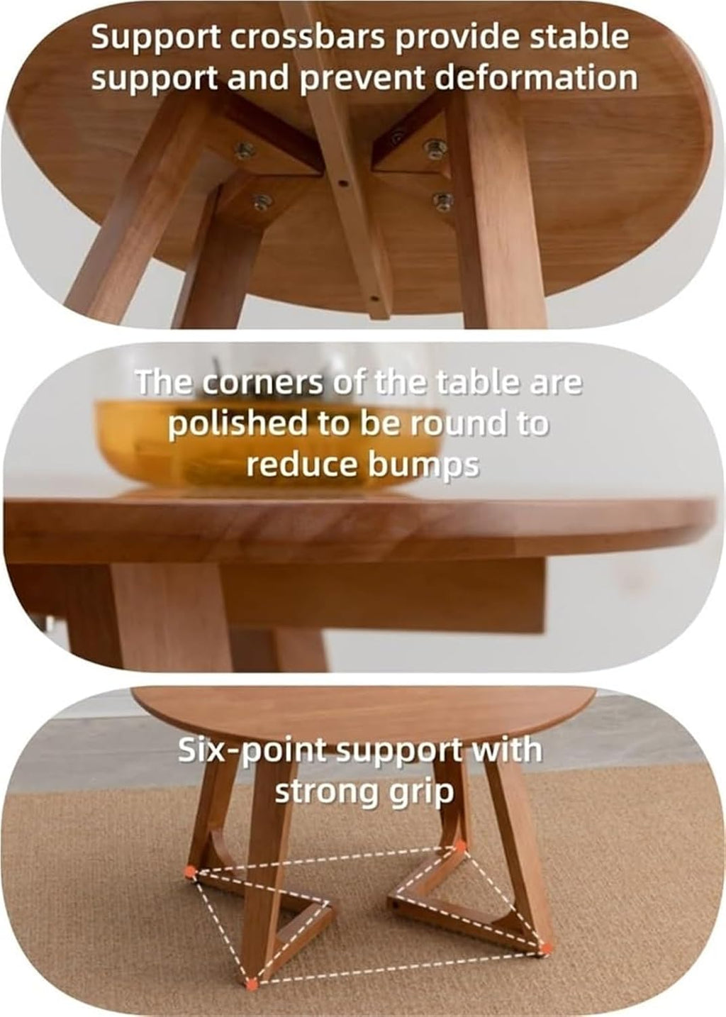 Round Coffee Table Wood Sofa Side Table Small Tea Tables Snack Desk for Living Room Balcony Apartment Heavy Duty(Natural,M)