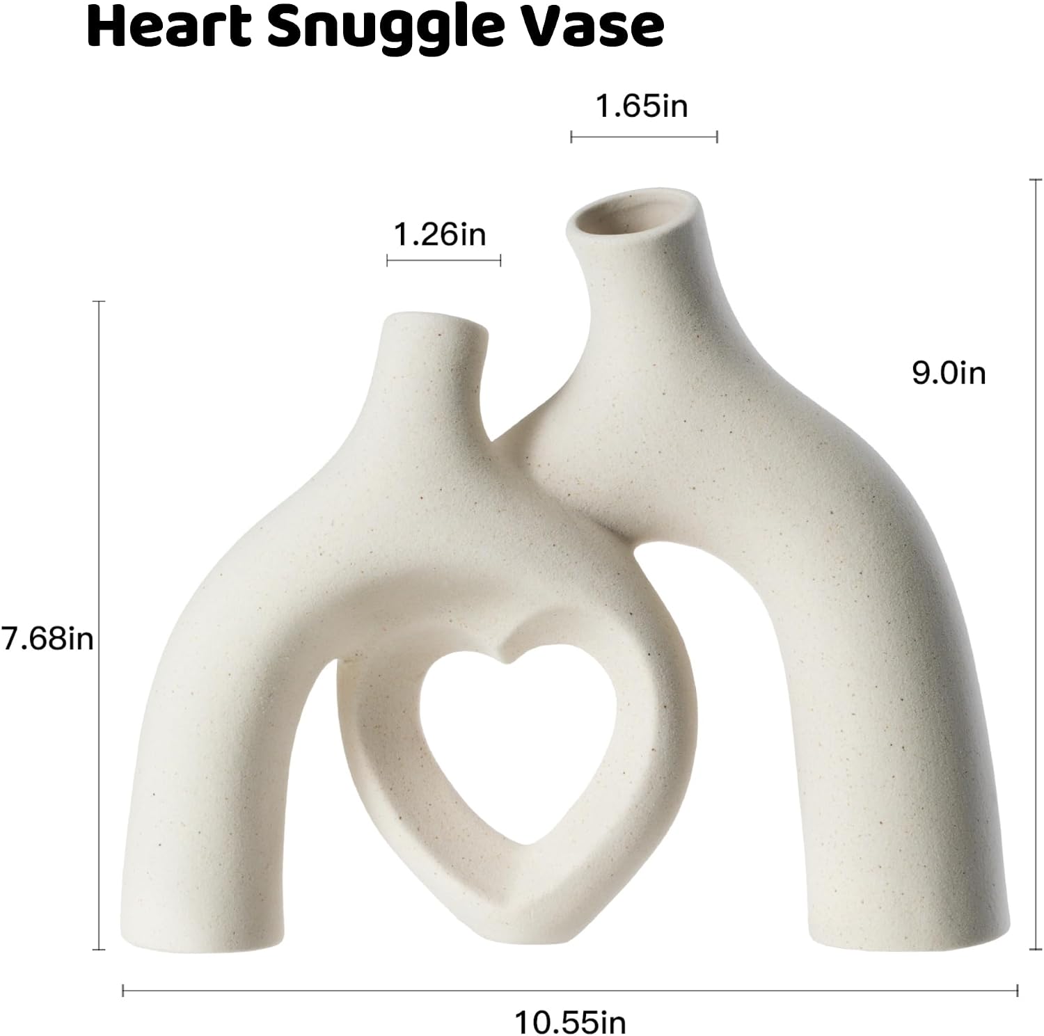 Liotww Snuggle Hollow Hug Donut Ceramic Vase, 8.3 Inch Modern Nordic Boho Style Aesthetic Decorative Flower Vases for Home Decor Pottery Barn Dining Living Room Table Shelf (Milky White)