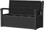AmaVins 70 Gallon Outdoor Storage Bench Deck Box, Waterproof Lockable with Rattan-Woven Look, Outdoor Storage Furniture for Patio, Garden, Porch (Black)