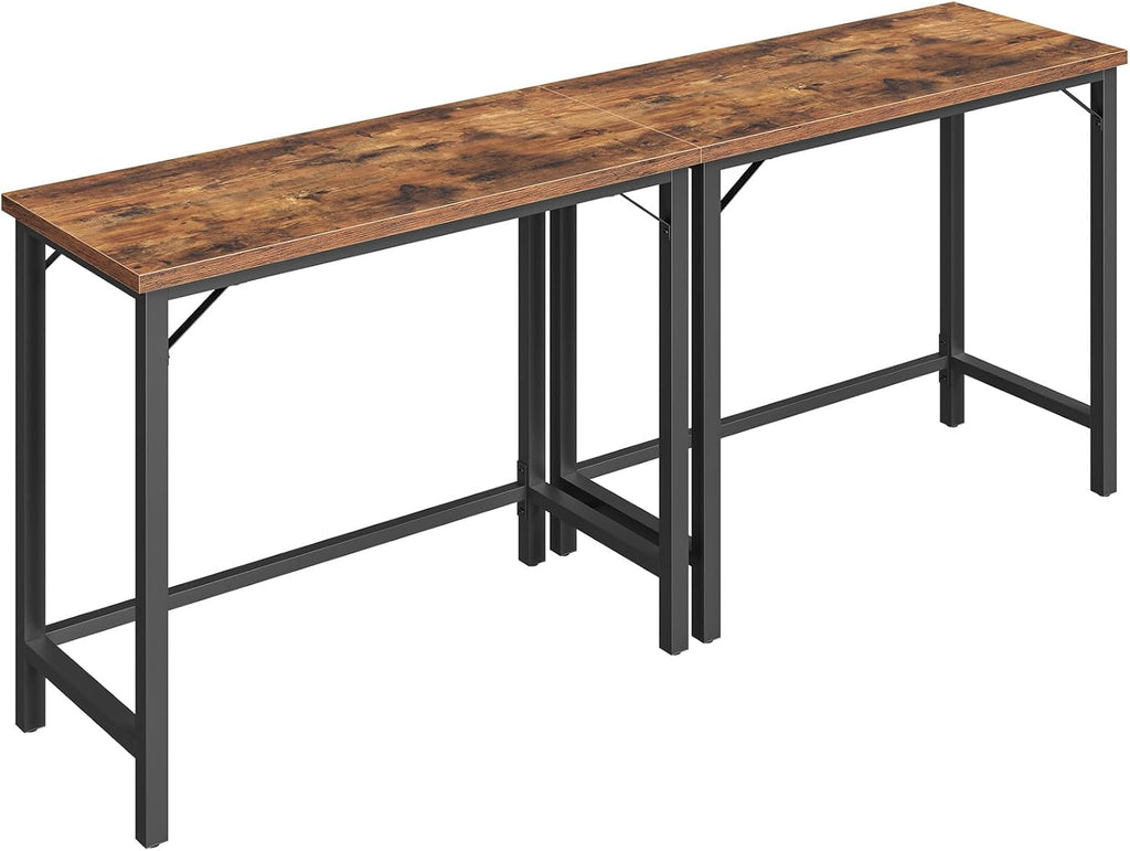 MAHANCRIS Narrow Bar Table, 63-Inch Pub Table for Dining Room, Counter Bar Tables with Sturdy Metal Frame, Connectable Bar Table, Multifunctional Console Table, Rustic Brown BTHR1601