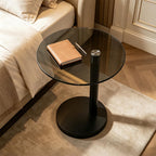 C Shaped Side Table Round End Table for Living Room, Modern Coffee Tables Unique Aesthetics Simple Accent Tables, Multifunction Black Bedside Stand for Sofa Bedroom Couch Balcony Patio Yard Garden