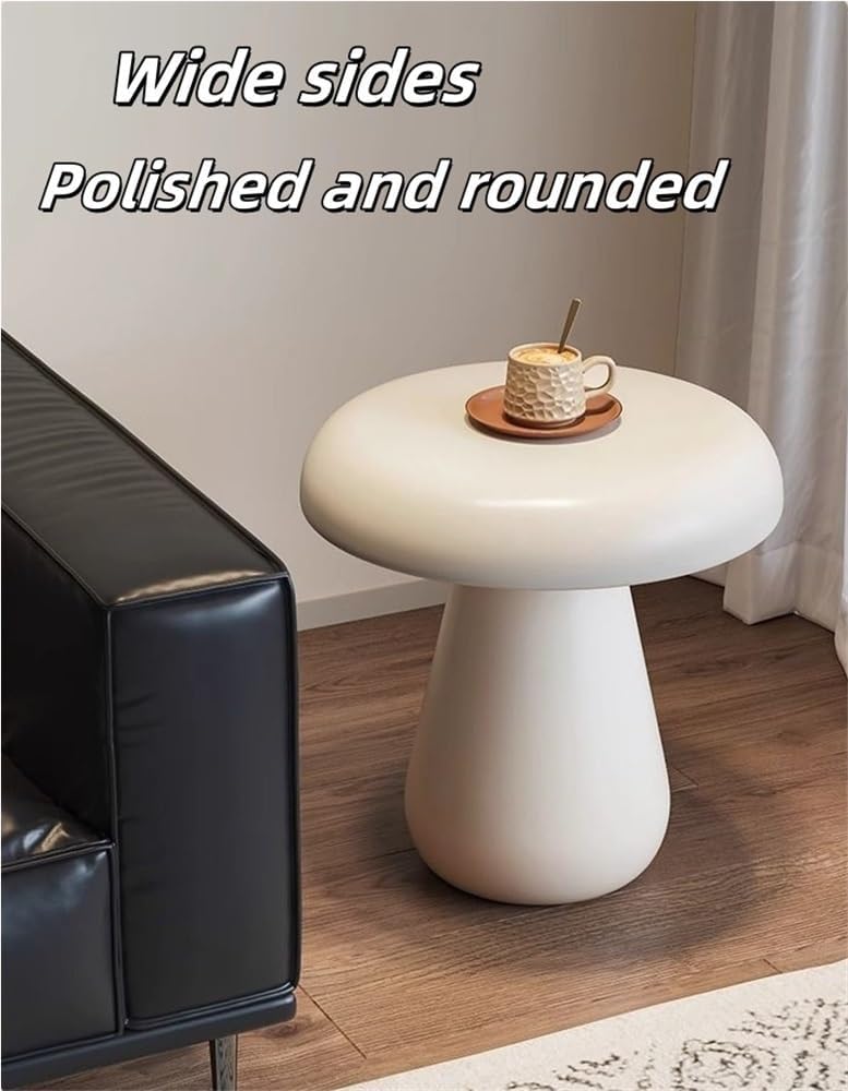 Modern Mushroom Round Side Table - Stylish Wood End Table for Living Room, Bedroom & Balcony - Smooth Finish, Versatile Decor Accent for Contemporary Spaces