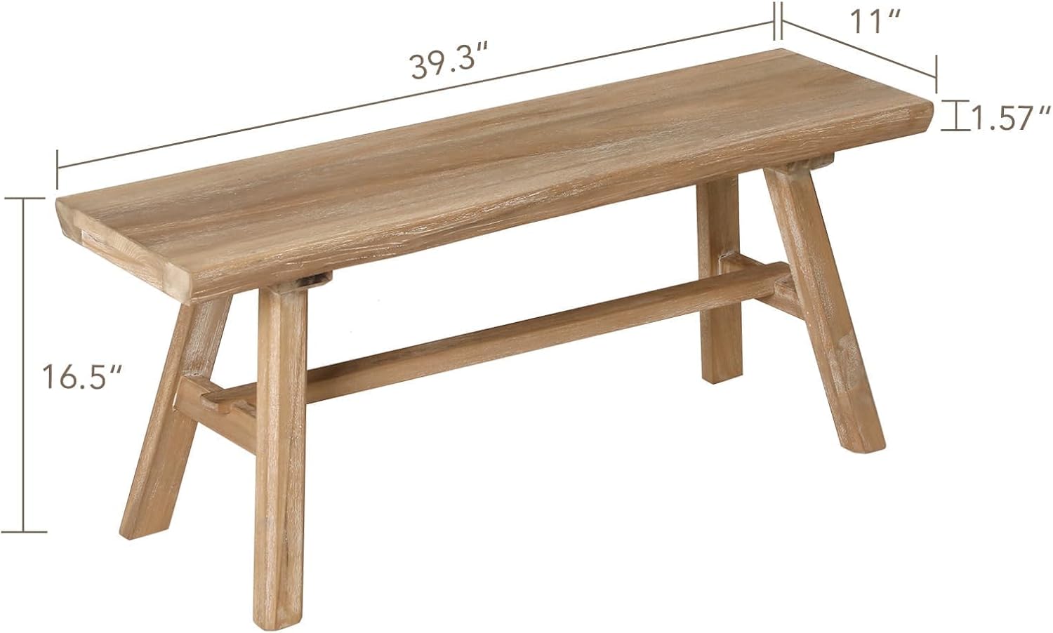Wnutrees 39" Farmhouse Wood Bench, Rustic Solid Wood Dining Room & Entryway Bench Seat for Indoors, Easy Assembly, Natural