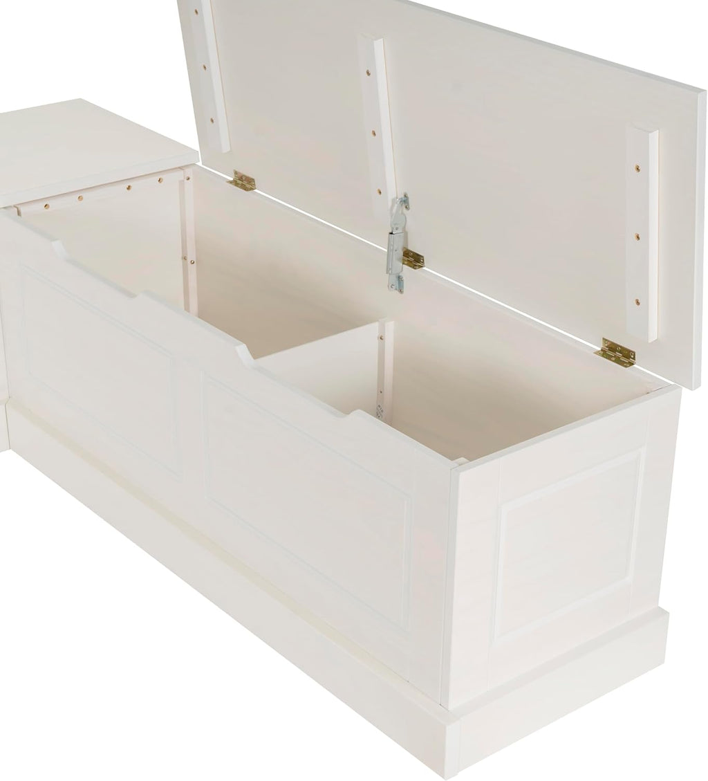 Linon Harris White Solid Pine Backless Nook with Interior Storage