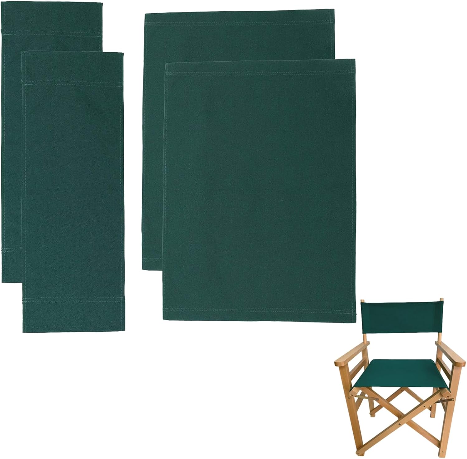 Upone 2 Set (4pcs) 20.86" L x 16.14" W Directors Chair Canvas Replacement Covers Kit for Directors Chairs,Movie Chair Replacement Canvas Oxford Cloth Cover for Home Director Chair Large Size (Green)