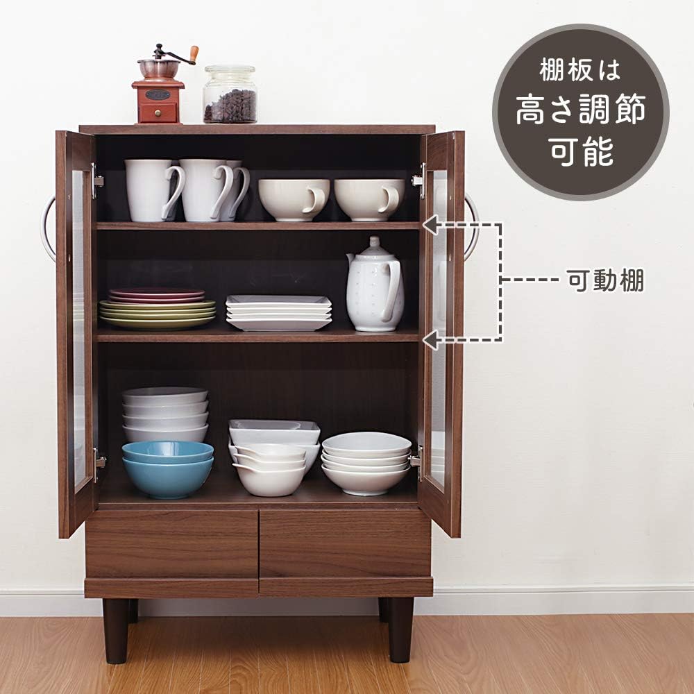 Iris Ohyama KPB-9360 Cupboard, Living Alone, Mini, Slim, Wood Grain, Drawer, Movable Shelf, Width 23.6 x Depth 16.7 x Height 37.8 inches (60 x 42.3 x 93.7 cm), Off White