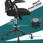 Home Office Chair Ergonomic Desk Chair Mesh Computer Chair Modern Height Adjustable Swivel Chair with Lumbar Support/Flip-up Arms, Black