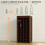 WERSMT 8-Tier Freestanding Wine Rack Wood, 32 Bottles Wine Rack Counter for Small Space, Farmhouse Stackable Modular Wine Bottle Holder Rack, Walnut