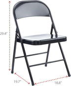 Alera Armless Steel Folding Chair, Supports Up to 275 lb, Black Seat, Black Back, Black Base, 4/Carton