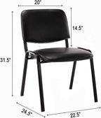 ROCITY Waiting Room Chairs Set of 5 Stackable Conference Room Chairs Faux Leather Office Reception Chair for Guest School Breakroom Banquet Church Lobby (Leather-Cushion,Black,5PCS)
