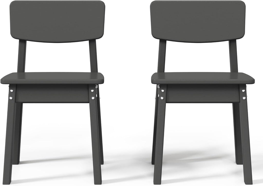 Costaelm Outdoor Kids Dining Chair Set of 2,Step Stool Toddler Chair, Gray