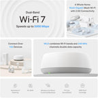 TP-Link Deco 7 BE25 Dual-Band BE5000 WiFi 7 Mesh Wi-Fi Router | 4-Stream, 240 Mhz Channels | Covers up to 2,600 Sq.Ft | 2X 2.5G Ports Wired Backhaul | VPN, MLO, HomeShield, Free Expert Help, 1-Pack