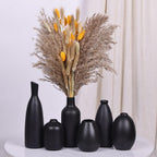 6 Pack Small Black Ceramic Bud Vases for Home Decor - Modern Boho Small Vases for Centerpieces in Bulk, Mini Flower Vases for Dry Flowers, Wedding, Table, and Party Decorations