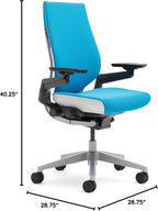 Steelcase Gesture Office Chair - Cogent Connect Wasabi Green Upholstered Wrapped Back Black Frame Low Seat Black Seat/Back/Arms Hard Floor Caster Wheels
