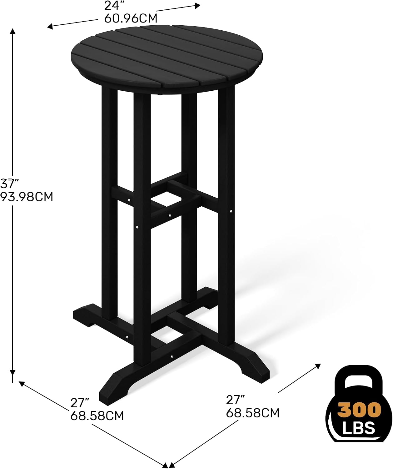 Costaelm Outdoor Bar Table, 37" Counter Height Round Patio Cocktail Bar Table, Patio Bar Table Bistro Dining Table Pub Table for Front Porch Deck, Backyard, Garden, Black