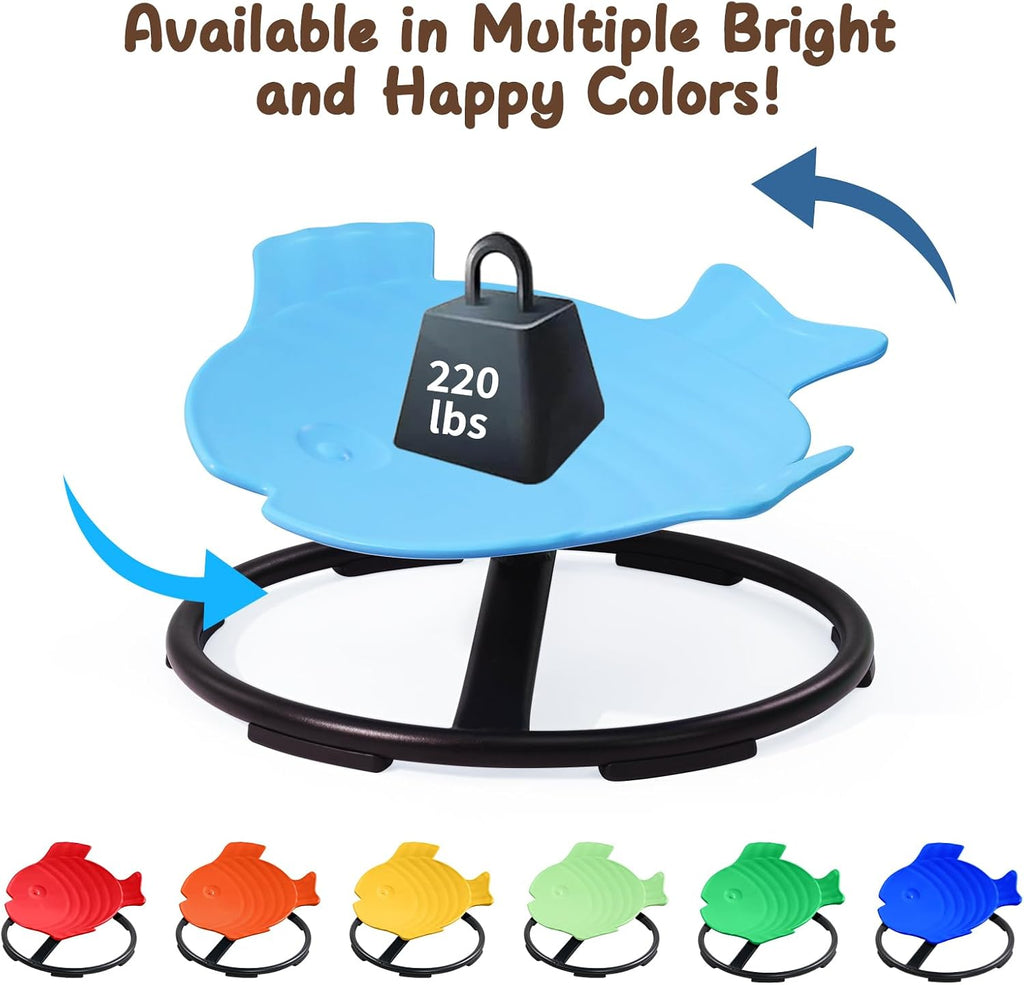 Sensory Spinning Chair for Kids with Autism & ADHD, Swivel Chair for Indoor/Outdoor Use, Sit and Spin Toys, Fish-Shaped Sensory Chairs for Autistic Children, Training Body Coordination (Blue)