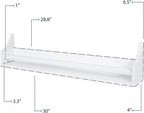 Angel 30 inch Long Floating Shelves for Wall, Nursery Decor Toy Storage Shelf & Kids Bookshelf, Set of 3 White