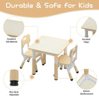 Jojoka Kids Table and 2 Chairs Set, Height Adjustable Toddler Table Chairs for Ages 2-10, Graffiti Desktop with Non-Slip Legs, Child Table Set for Home Daycare Classroom