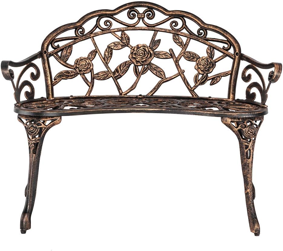 38.5" Cast Aluminum Outdoor Courtyard Decoration Park Leisure Rose Chair