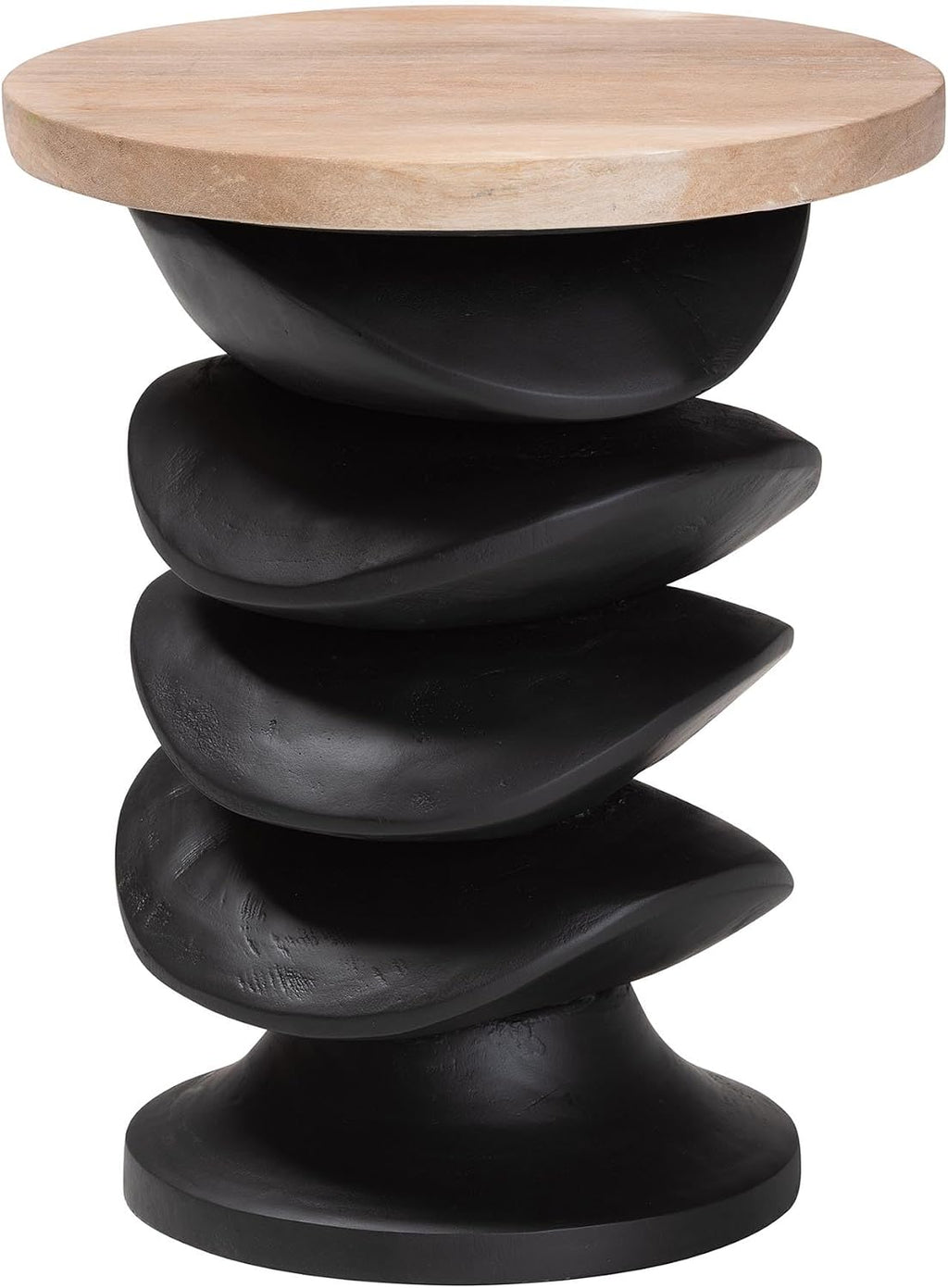 Bali & pari Ziva End Table with Petrified Wood Top - Pedestal Accent Side Table for Living Room or Entryway