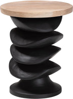 Bali & pari Ziva End Table with Petrified Wood Top - Pedestal Accent Side Table for Living Room or Entryway