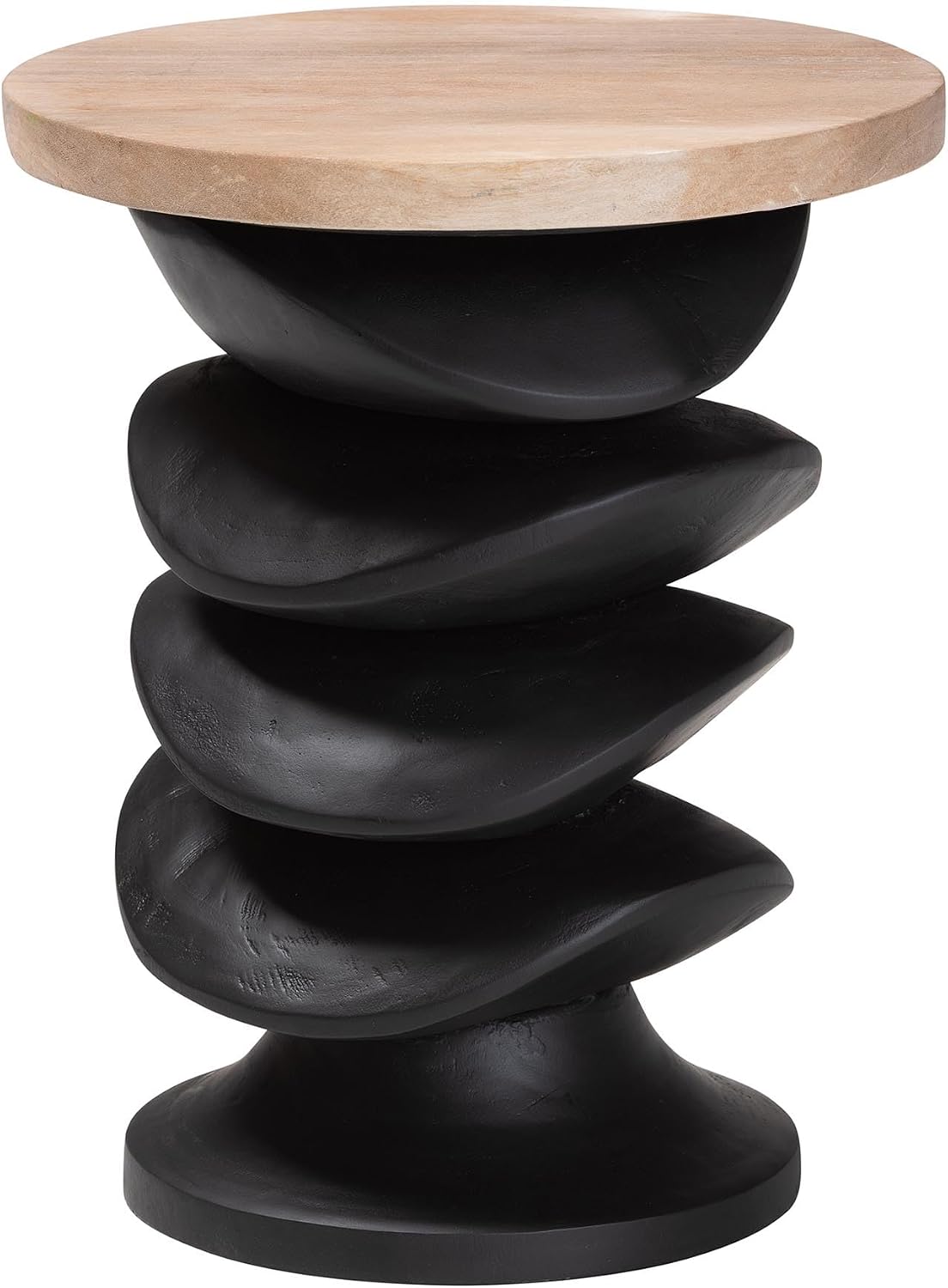 Bali & pari Ziva End Table with Petrified Wood Top - Pedestal Accent Side Table for Living Room or Entryway