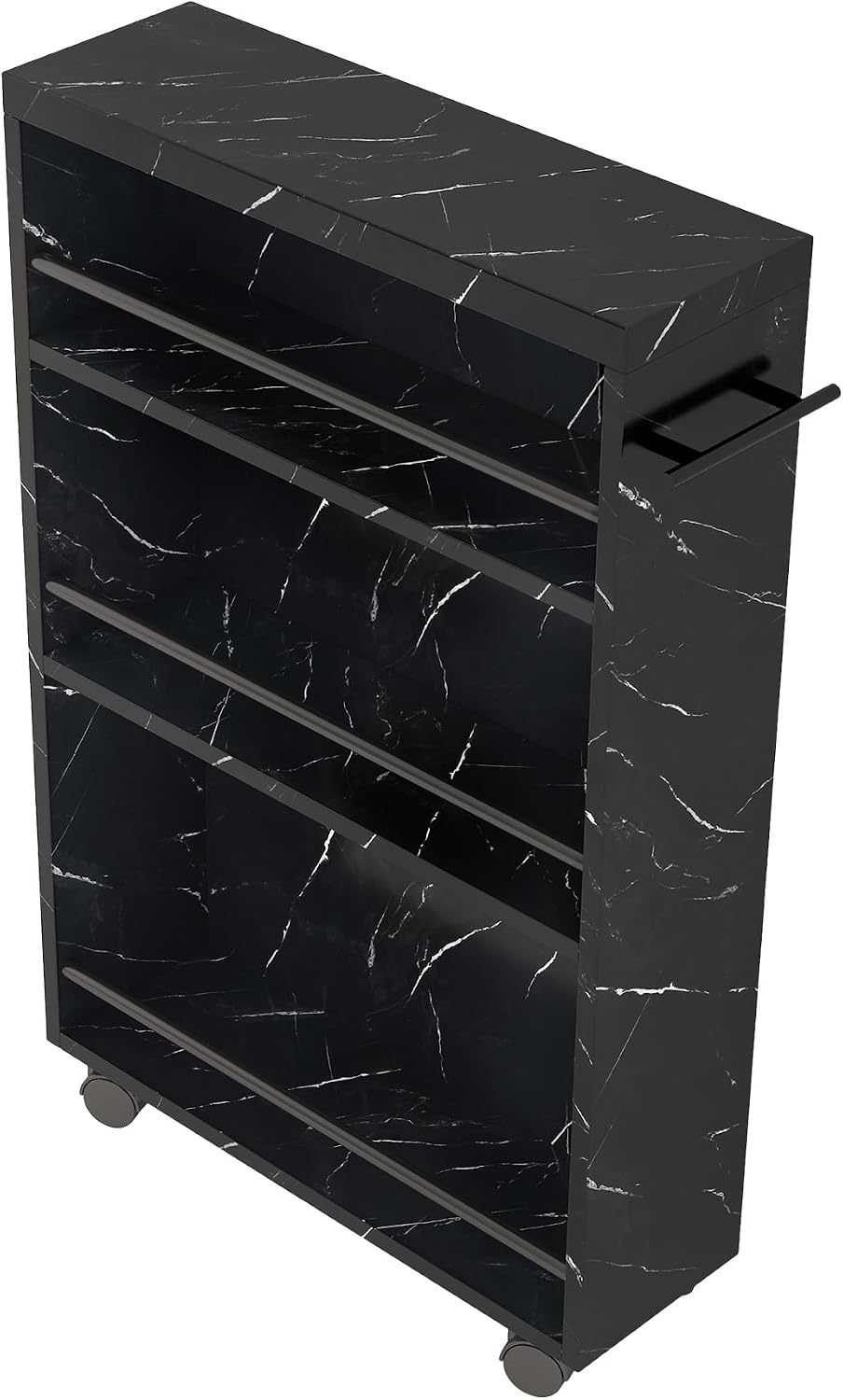 Tribesigns Slim Storage Cart, Rolling Narrow Kitchen Cart on Wheels for Small Place, 4-Tier Slide Out Slim Utility Cart Skinny Laundry Cart with Handle for Kitchen, Bathroom, Laundry (Contemporary)