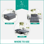 Naomi Home 4-in-1 Folding Chair Bed, Space-Saving Convertible Sleeper Sofa for Apartments & Guest Rooms, Adjustable Backrest, Linen Fabric, Includes Support Pillow in Gray