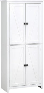 Modern Freestanding 4-Door Kitchen Pantry, Storage Cabinet Organizer with 4-Tiers, and Adjustable Shelves,for Kitchen Home