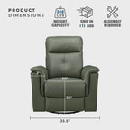 Lexicon Swivel Glider Recliner Chair, Comfy Nursery Glider, Top Grain Leather Match Recliner, Manual Reclining Chair for Living Room/Office/Apartment, Green