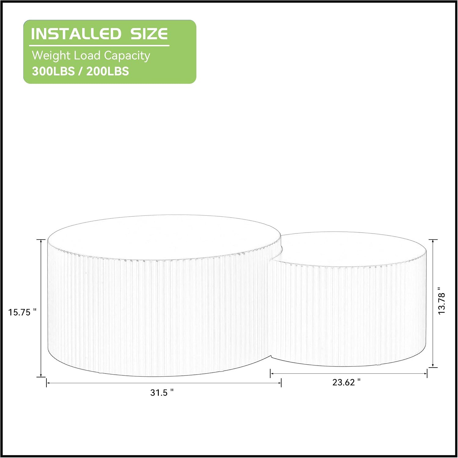 KEVINSPACE Coffee Table Set of 2 Modern, Living Room Nesting Table Round 2-Piece, No Assembly Required Wooden Circle End Table Set Accent Furniture for Bedroom Balcony Library,White