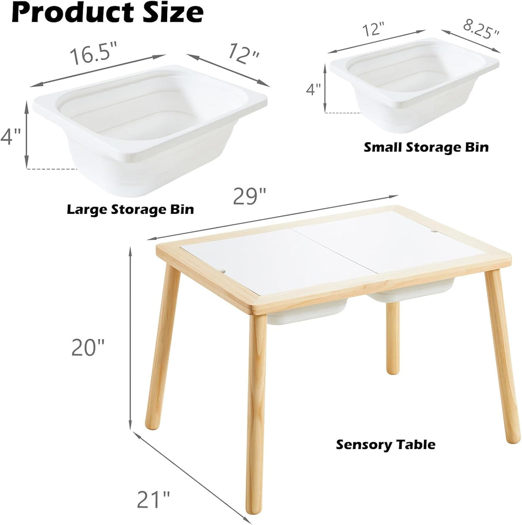 Asweets Sensory Table for Toddlers, Indoor Table with Storage Bins, Kids Play Activity Desk for Boys Girls Gift, 29''L x 20''W x 21''H, (3 White Bins)