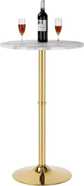 Finnhomy 24'' Round Cocktail Bar Table with Metal Base, Tall Bistro Pub Table, Counter Bar Height Table for Kitchen, Dining Room, Living Room, Easy Assembly, Gold