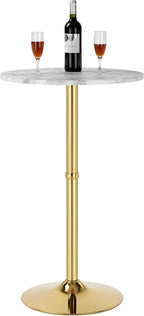 Finnhomy 24'' Round Cocktail Bar Table with Metal Base, Tall Bistro Pub Table, Counter Bar Height Table for Kitchen, Dining Room, Living Room, Easy Assembly, Gold