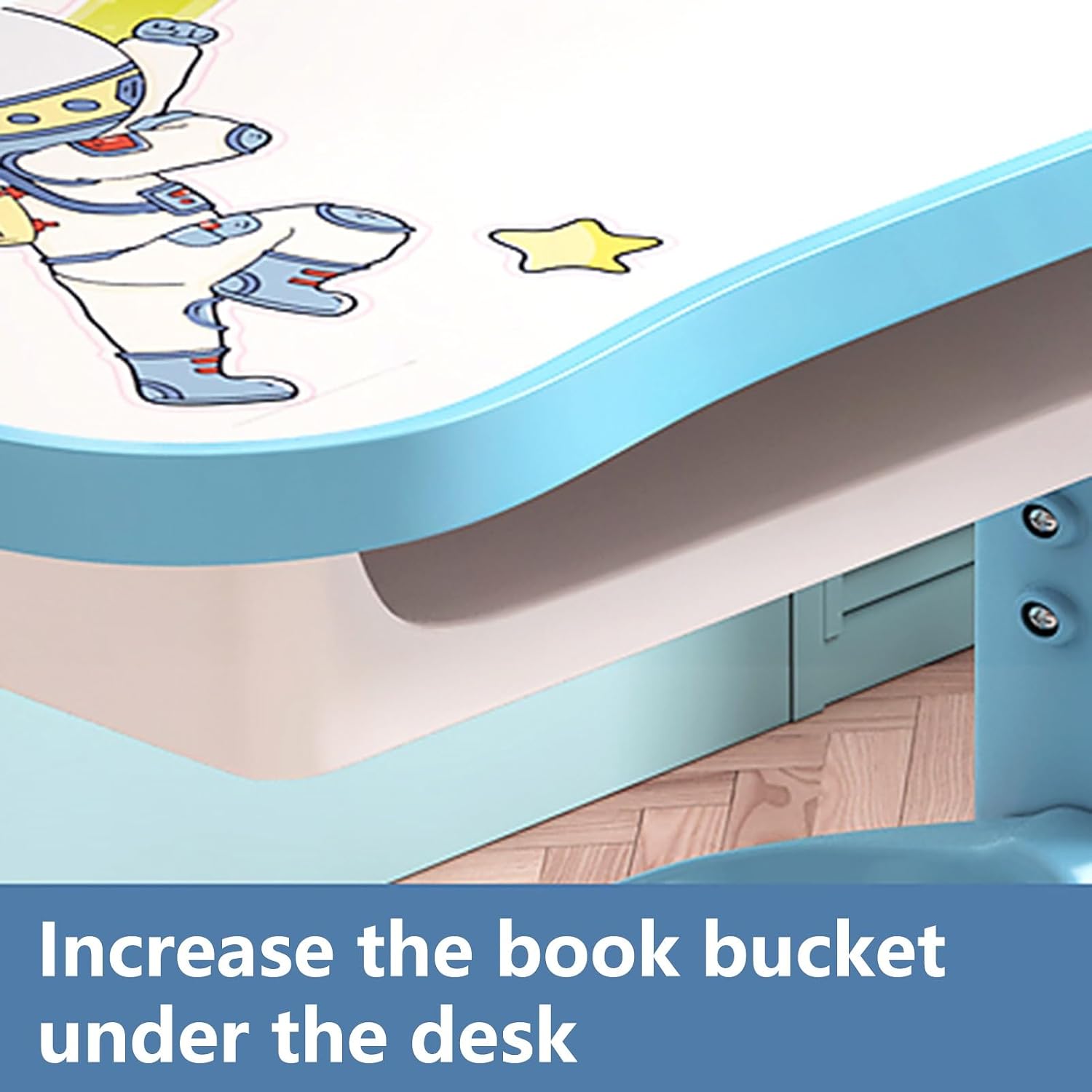 Kids Functional Desk and Chair Set,Children Learning Desk,Cartoon Pattern,Height Adjustable Height Study Table with Drawer,Desk for Kids with Tiltable Desktop,Storage Drawer for Boys Girls