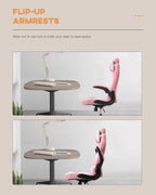 PC Gaming Chair Video Game Chair， Racing Style Office High Back Desk Executive PU Leather Rolling Task Swivel Computer with Lumbar Support Headrest,Pink