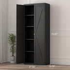 Pantry Cabinet,Tall Kitchen Pantry Storage Cabinet with 2 Doors,Kitchen Cabinet Storage with 4 Adjustable Shelves for Living Room,Dining Room,Black