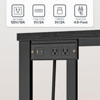 HOOBRO L-Shaped Bar Table, Home Bar Unit with Charging Station, 3-Tier Shelves with Wine Rack, 360° Extendable Bar Table on Wheels, Corner Mini Coffee Cabinet, for Pub, Kitchen, Black BB183UBT01