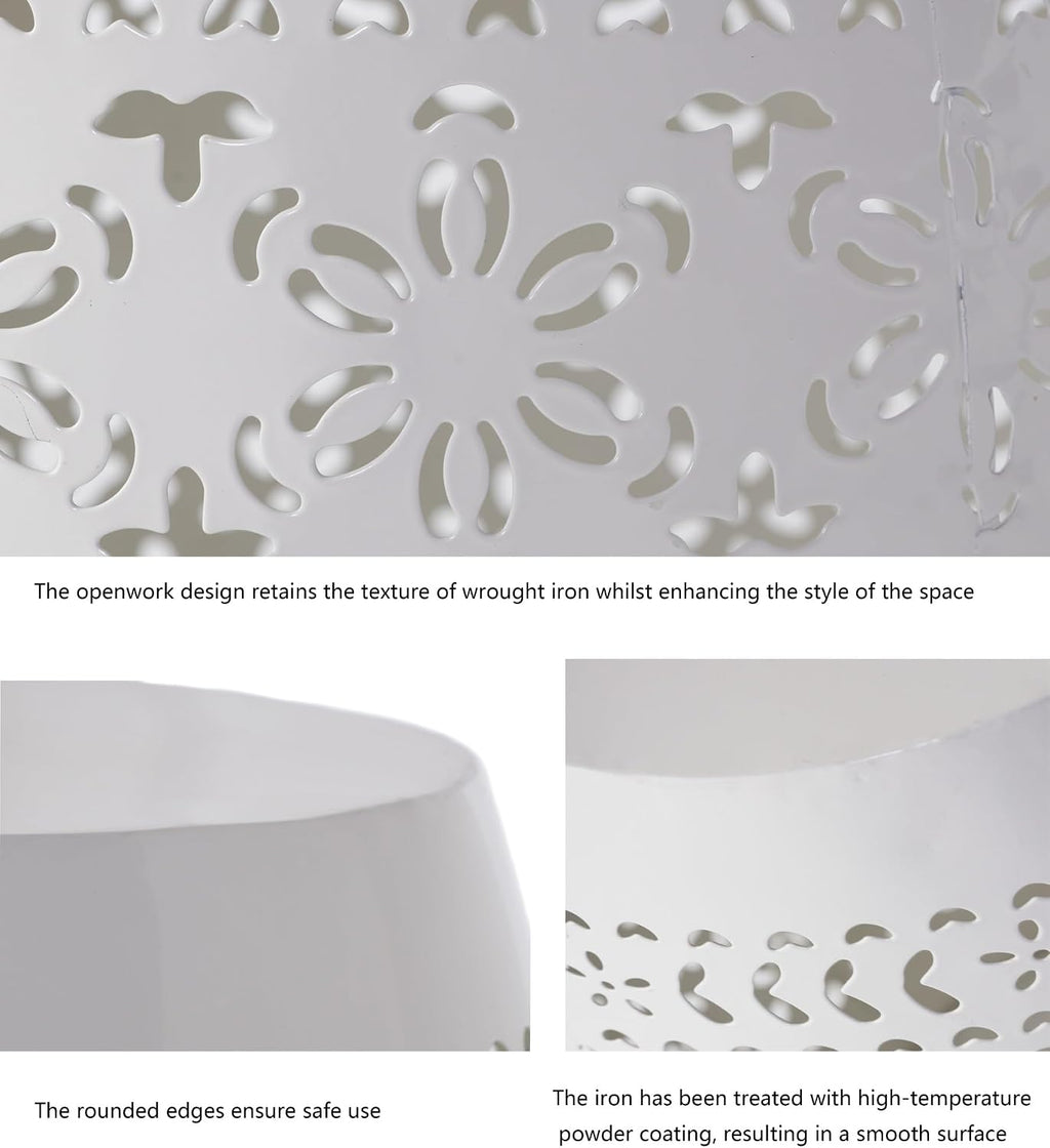 Iron Side Table,Cylindrical Design Suitable for the Living Room Indoor and Outdoor Coffee Table(White,1pc)