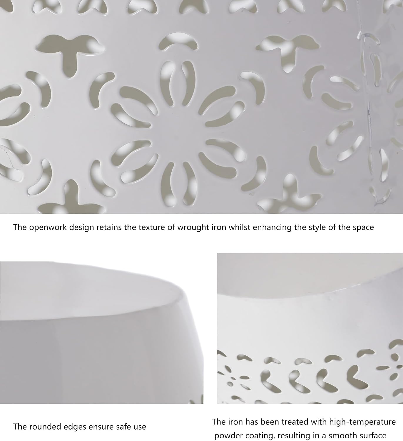Iron Side Table,Cylindrical Design Suitable for the Living Room Indoor and Outdoor Coffee Table(White,1pc)