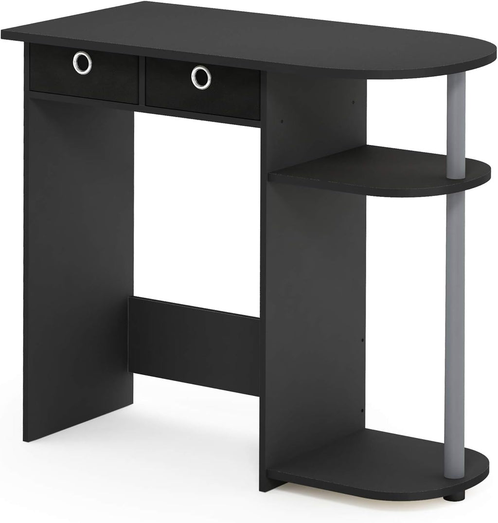 Furinno Go Green 32-Inch Black Computer Desk, Office Desk with 2 Side Shelves and Storage Bins, Rectangular Home Office Desk, Gaming Desk for Home Office, Bedroom, Study Room, Classic Black