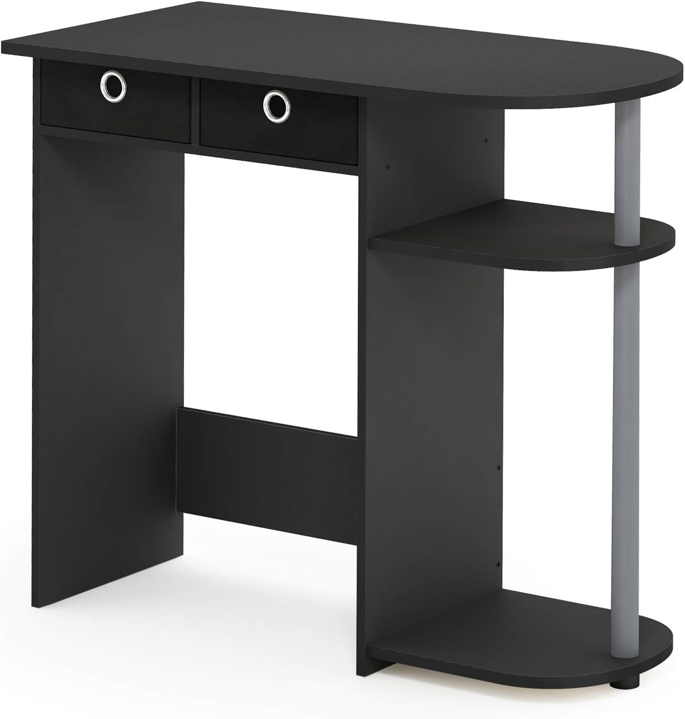 Furinno Go Green 32-Inch Black Computer Desk, Office Desk with 2 Side Shelves and Storage Bins, Rectangular Home Office Desk, Gaming Desk for Home Office, Bedroom, Study Room, Classic Black